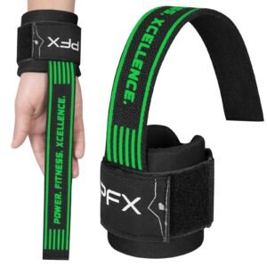 PFX Sports Weightlifting Wrist Straps for Gym – 27CM Heavy-Duty Lifting Straps with Neoprene Wrist Support – green