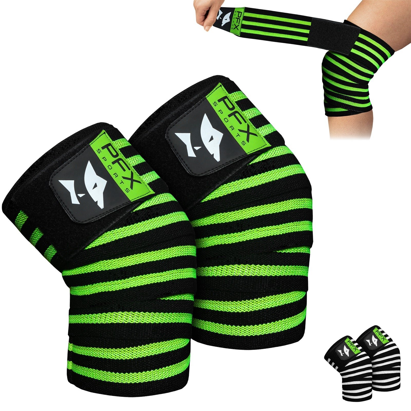 Heavy Duty Knee Wraps for Powerlifting & Weight Training – green