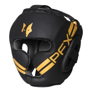 PFX Sports Golden Series Headguard | Premium Leather Boxing Headgear for Sparring & Training