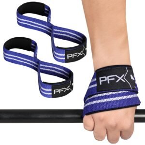 PFX Figure 8 Weight Lifting Straps UK – Heavy Duty Deadlift Straps – blue