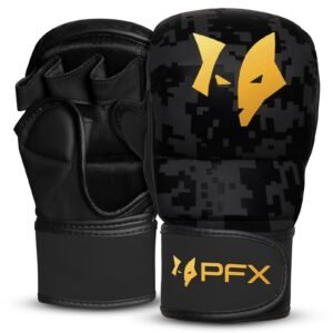 PFX Sports MMA Sparring Gloves | Digital Camo Open Palm Training Gloves – Golden