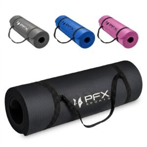 PFX Sports 1CM Thick Exercise Mat – Non-Slip NBR Yoga & Fitness Mat with Carrying Strap