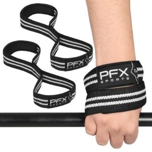 PFX Figure 8 Weight Lifting Straps UK – Heavy Duty Deadlift Straps – white