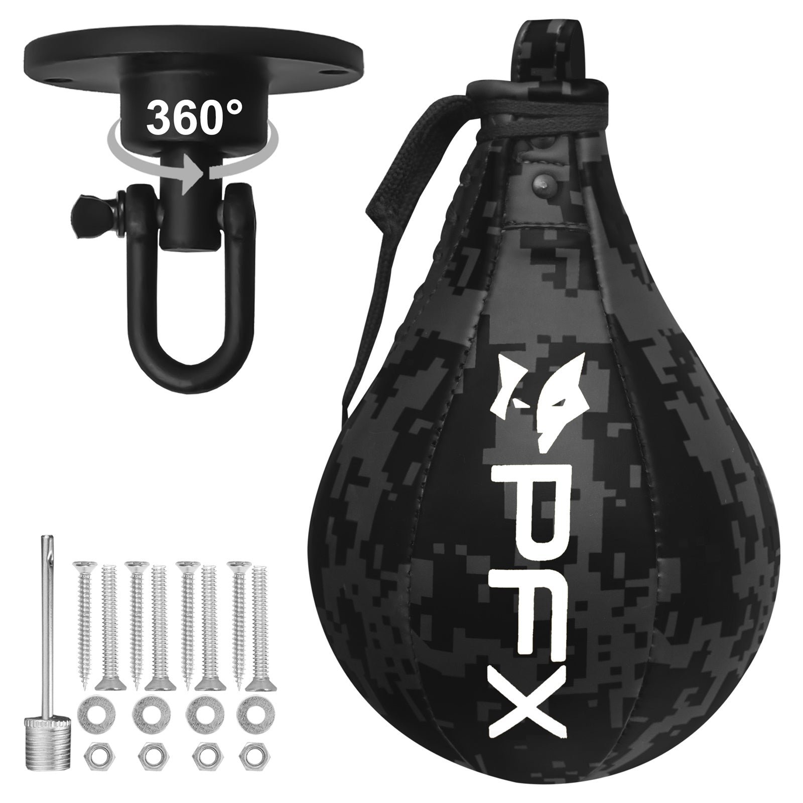 PFX Pro-Series Speed Bag | Premium PU Leather Boxing Speed Ball with 360° Swivel – Black / Gold - Image 7