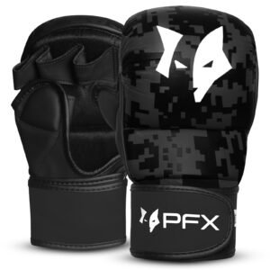 PFX Sports MMA Sparring Gloves | Digital Camo Open Palm Training Gloves – White