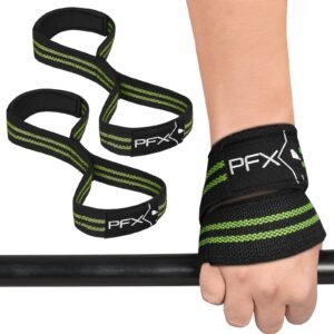 PFX Figure 8 Weight Lifting Straps UK – Heavy Duty Deadlift Straps – green