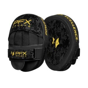 PFX Sports Focus Mitts – Curved Hook & Jab Pads – Black / Gold