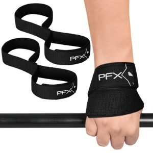 PFX Figure 8 Weight Lifting Straps UK – Heavy Duty Deadlift Straps – black
