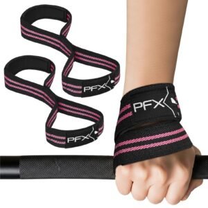 PFX Figure 8 Weight Lifting Straps UK – Heavy Duty Deadlift Straps – pink