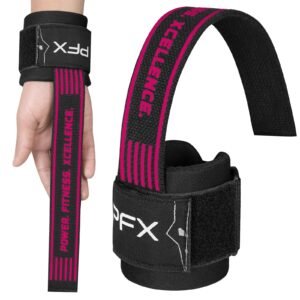 PFX Sports Weightlifting Wrist Straps for Gym – 27CM Heavy-Duty Lifting Straps with Neoprene Wrist Support – pink