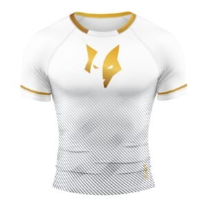 PFX Apex & Titan Series Compression Rash Guards – White / Gold