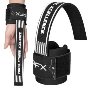 PFX Sports Weightlifting Wrist Straps for Gym – 27CM Heavy-Duty Lifting Straps with Neoprene Wrist Support – white