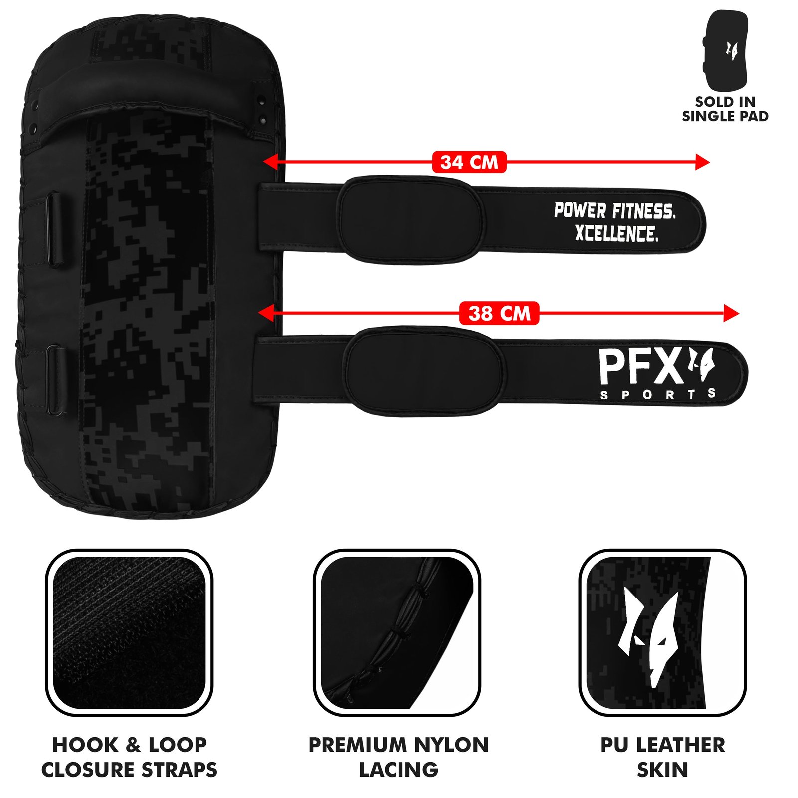 PFX Muay Thai Pad: Kickboxing & MMA Strike Shield – Black / White - Image 9