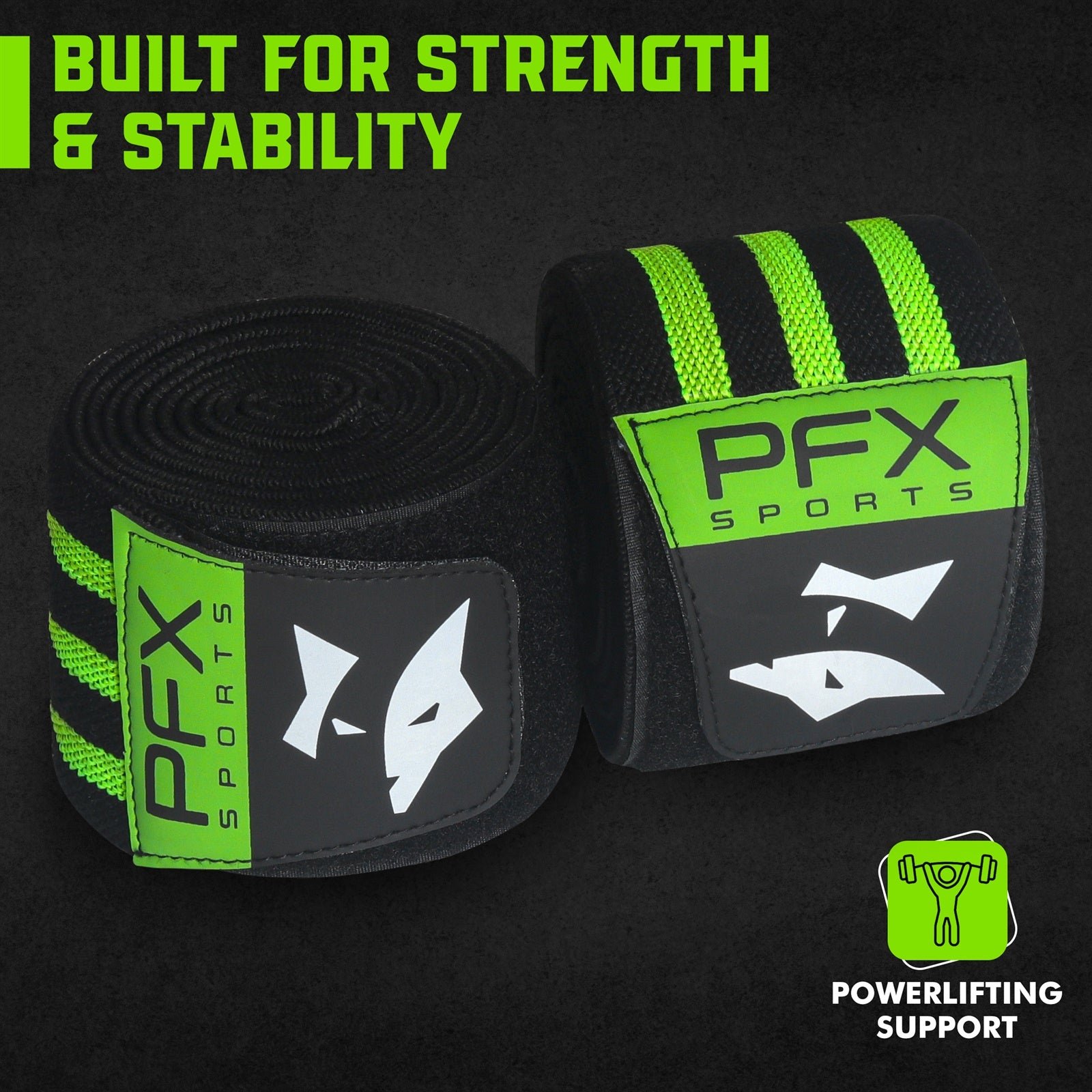 Heavy Duty Knee Wraps for Powerlifting & Weight Training – green - Image 2