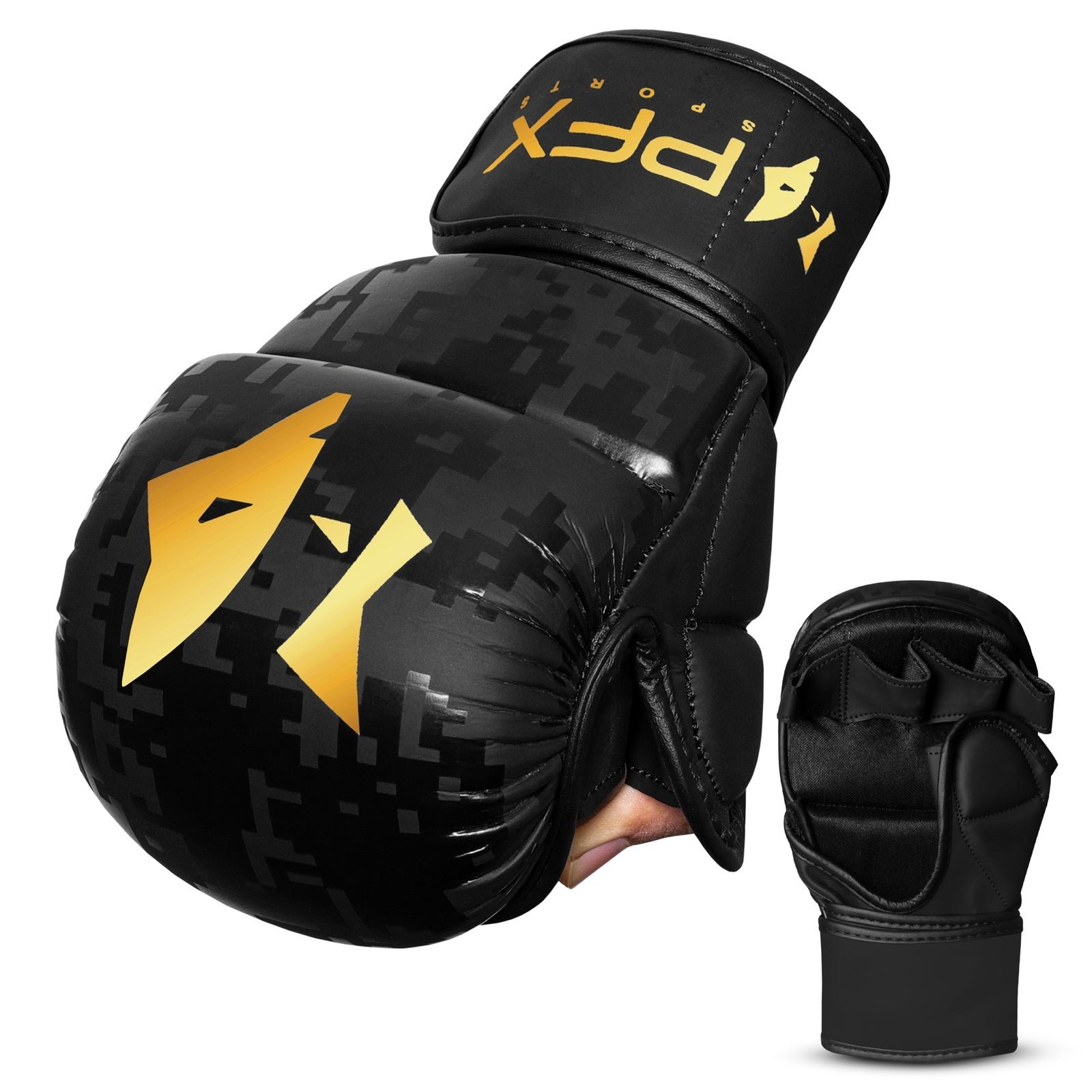 PFX Sports MMA Sparring Gloves | Digital Camo Open Palm Training Gloves – White - Image 2