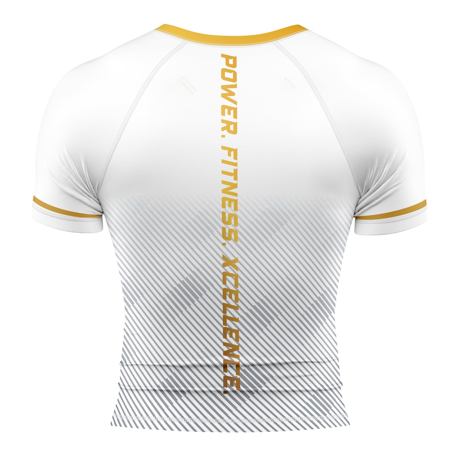 PFX Apex & Titan Series Compression Rash Guards – White / Gold - Image 5