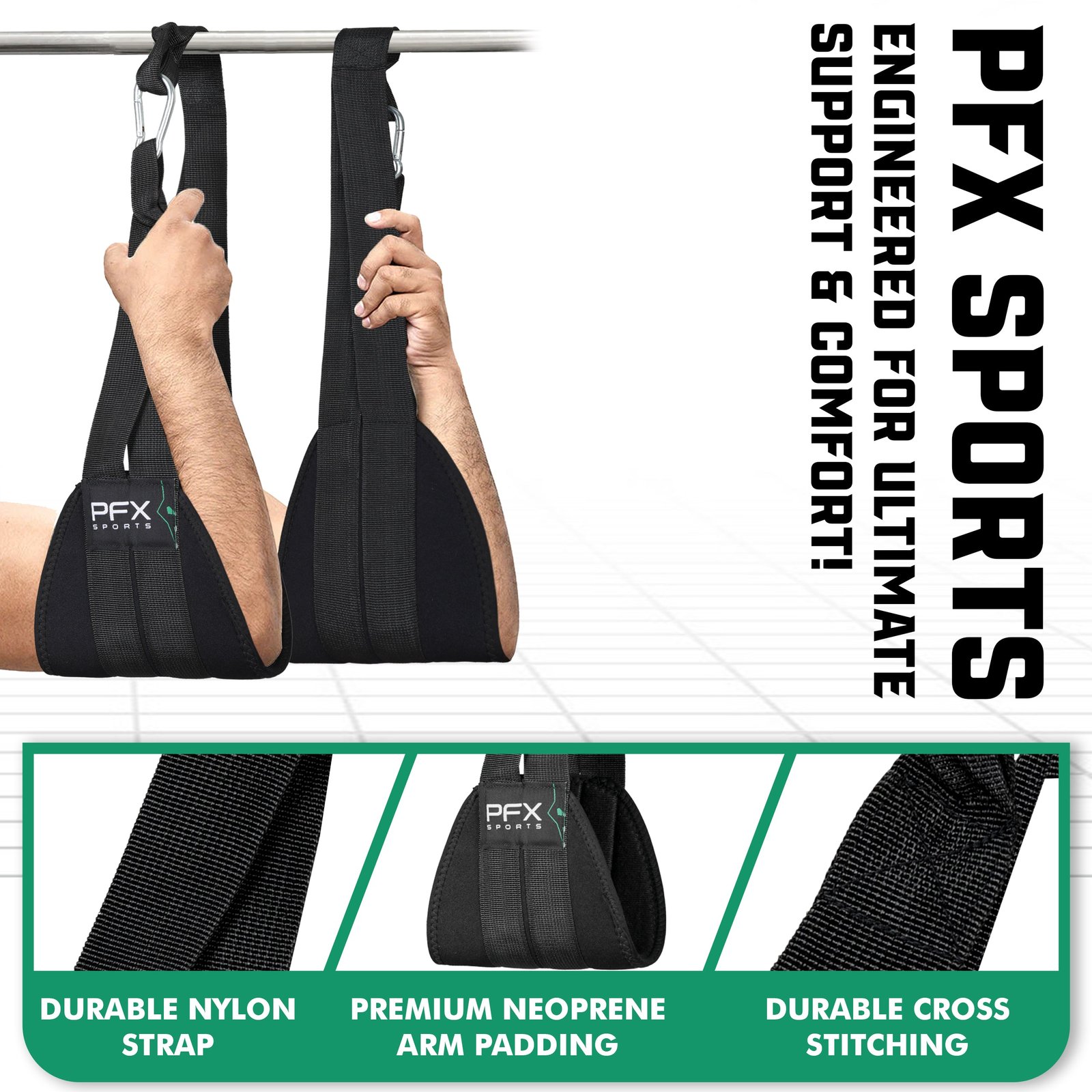 PFX Sports AB Straps – Heavy-Duty Hanging Arm Straps for Core & Abdominal Workouts - Image 3