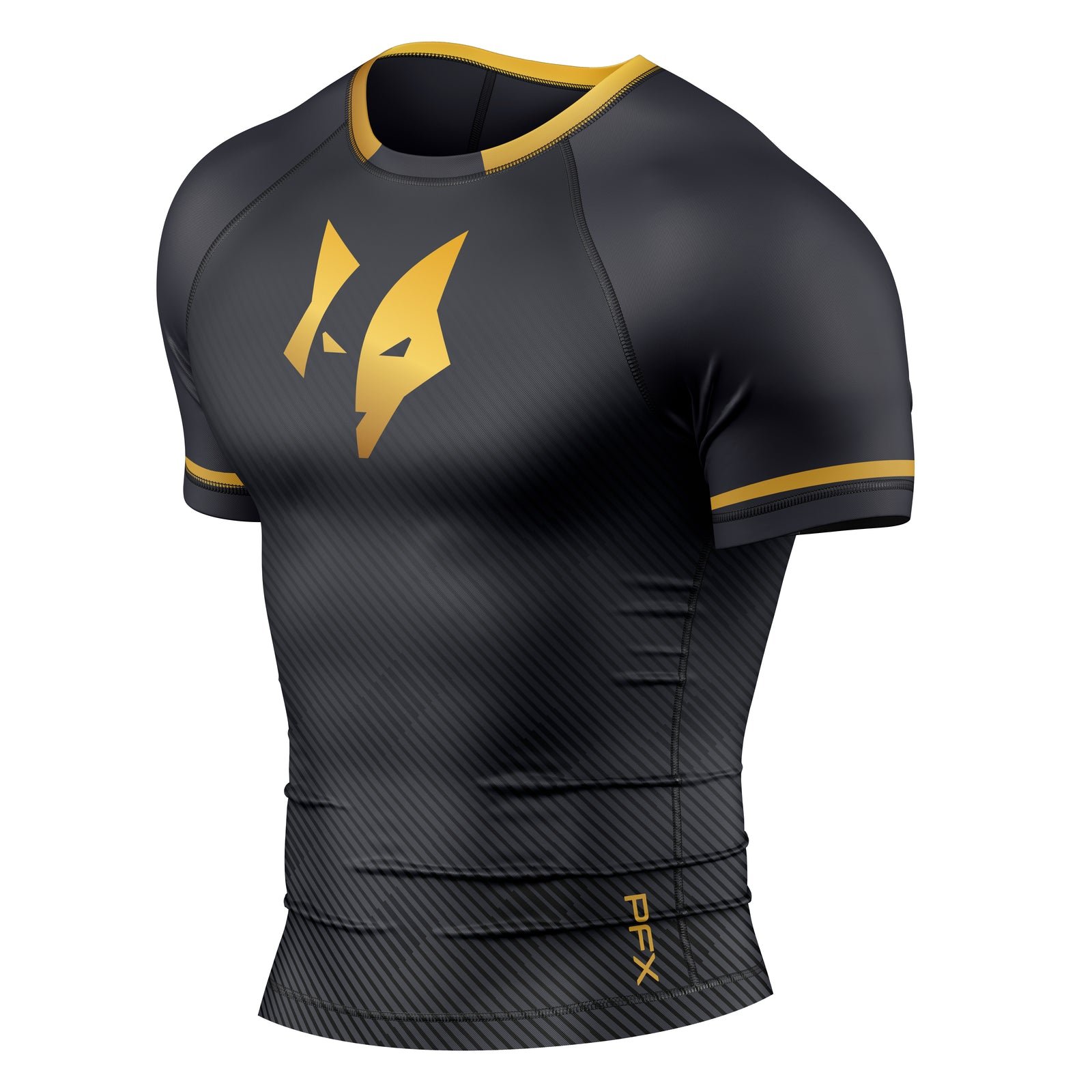 PFX Apex & Titan Series Compression Rash Guards – White / Gold - Image 2