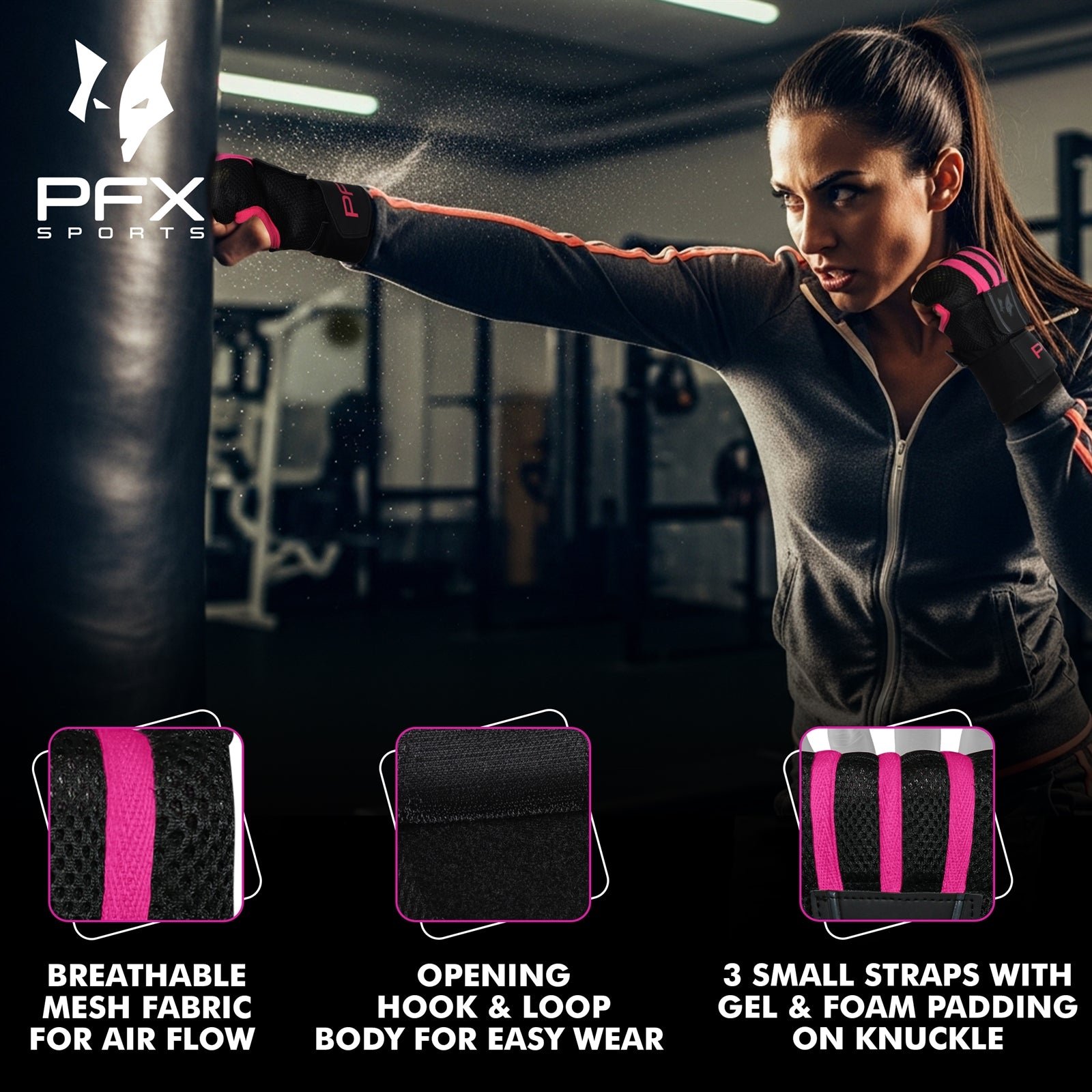 PFX Sports Fast Wraps | Quick-Wrap Boxing Inner Gloves for Knuckle Protection – pink - Image 4
