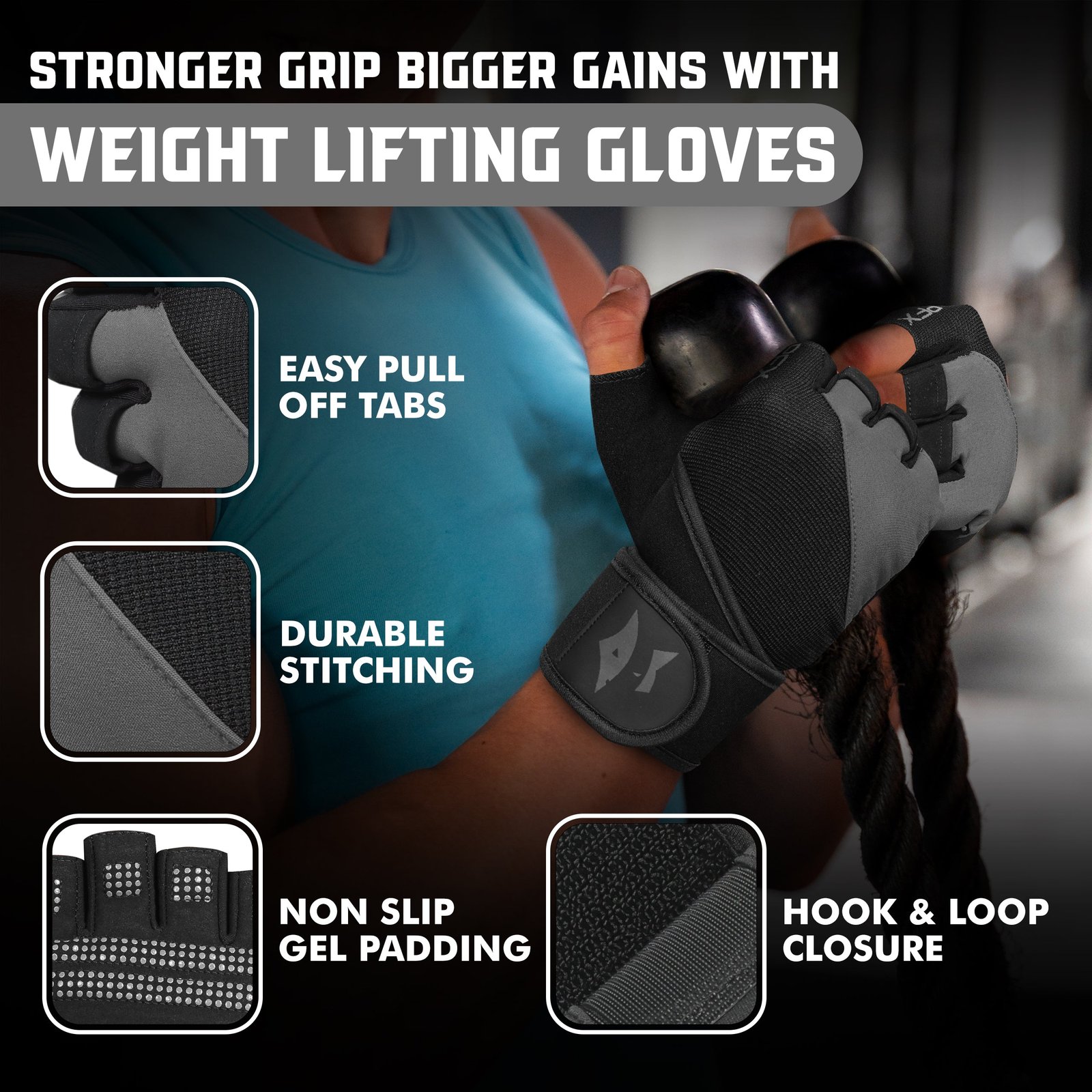 Weight Lifting Gloves with Wrist Straps – Full Palm Protection & Non-Slip Grip for Men & Women – blue - Image 5