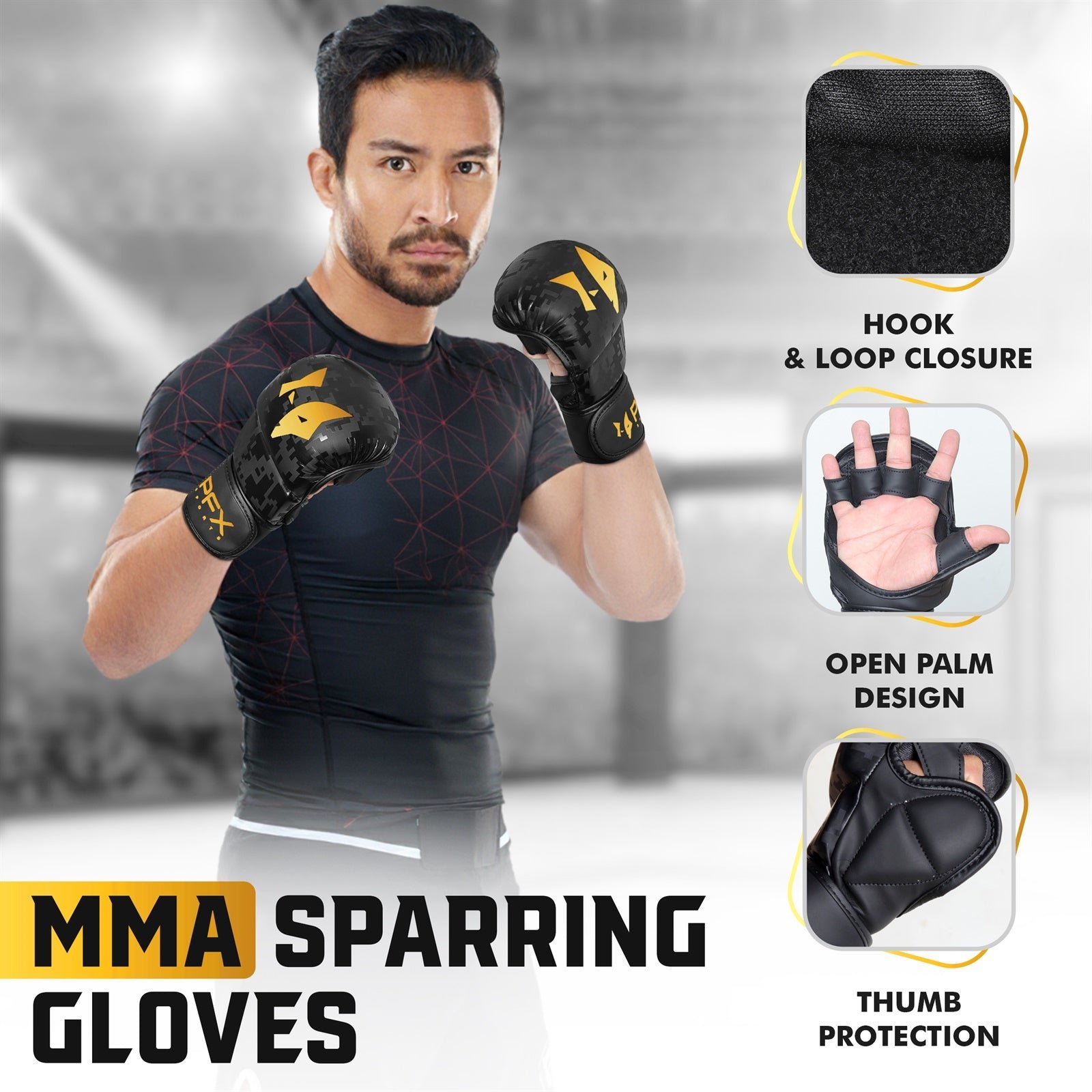PFX Sports MMA Sparring Gloves | Digital Camo Open Palm Training Gloves – White - Image 3