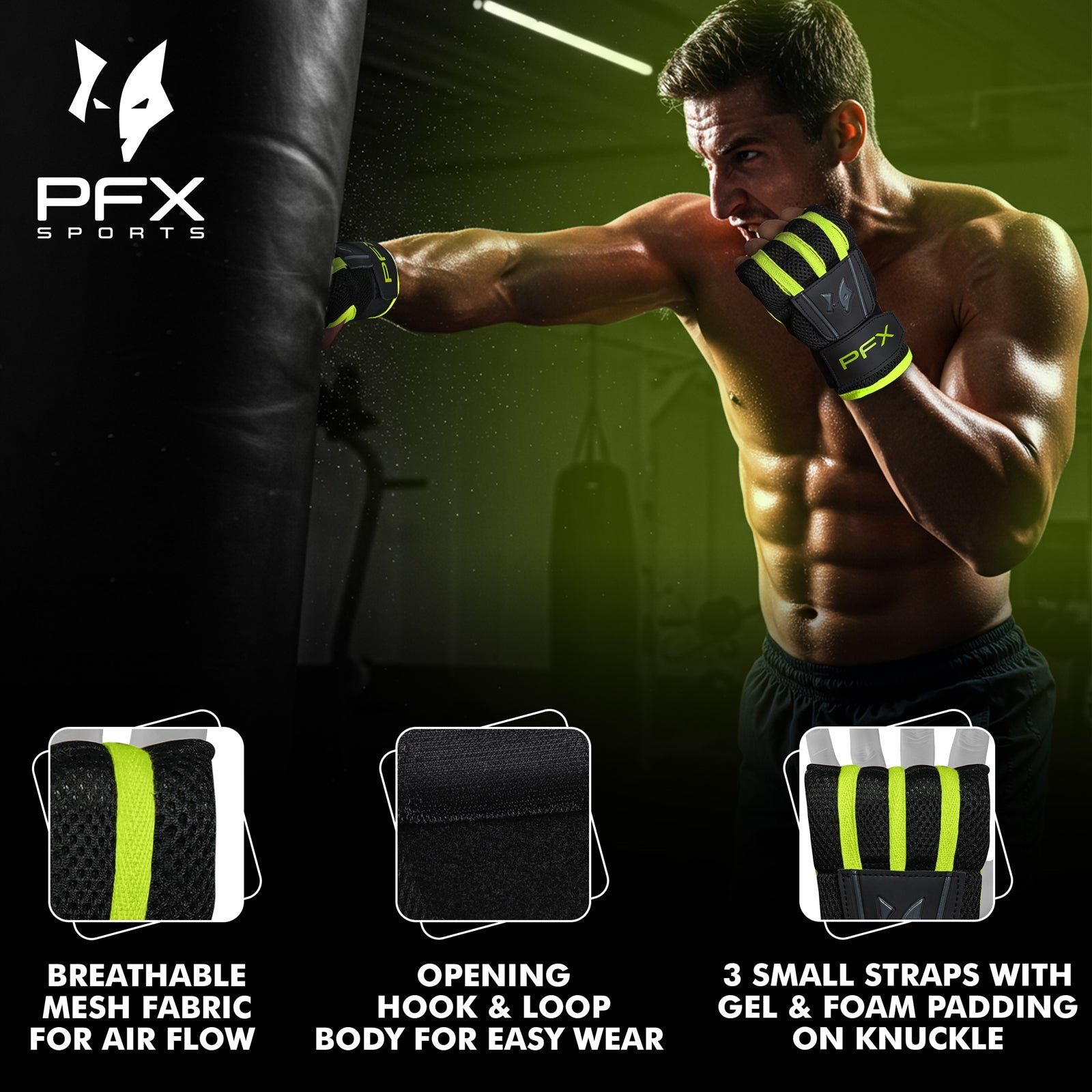 PFX Sports Fast Wraps | Quick-Wrap Boxing Inner Gloves for Knuckle Protection – black - Image 4