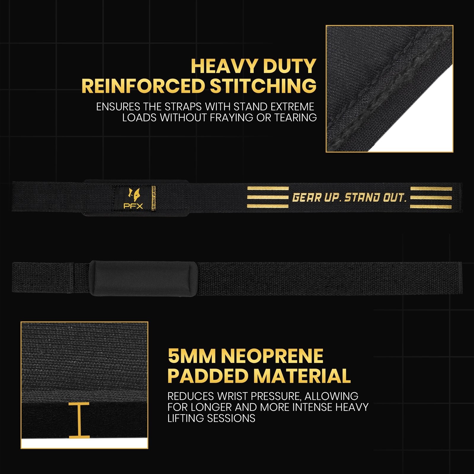PFX Golden Series Weightlifting Straps – Elite Grip Enhancement - Image 7