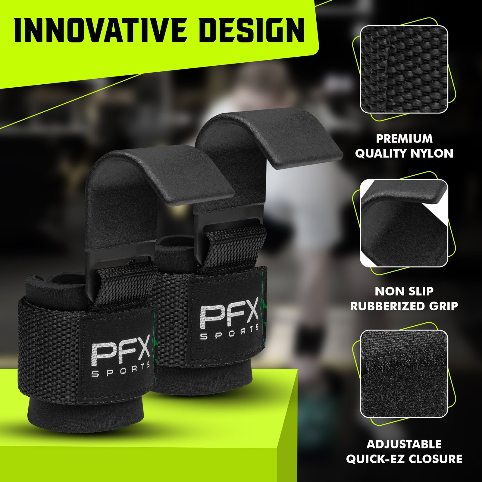 PFX Sports Weight Lifting Hooks – Heavy-Duty Steel Hook Straps for Deadlifts, Pull-Ups, and Strength Training – pink - Image 2