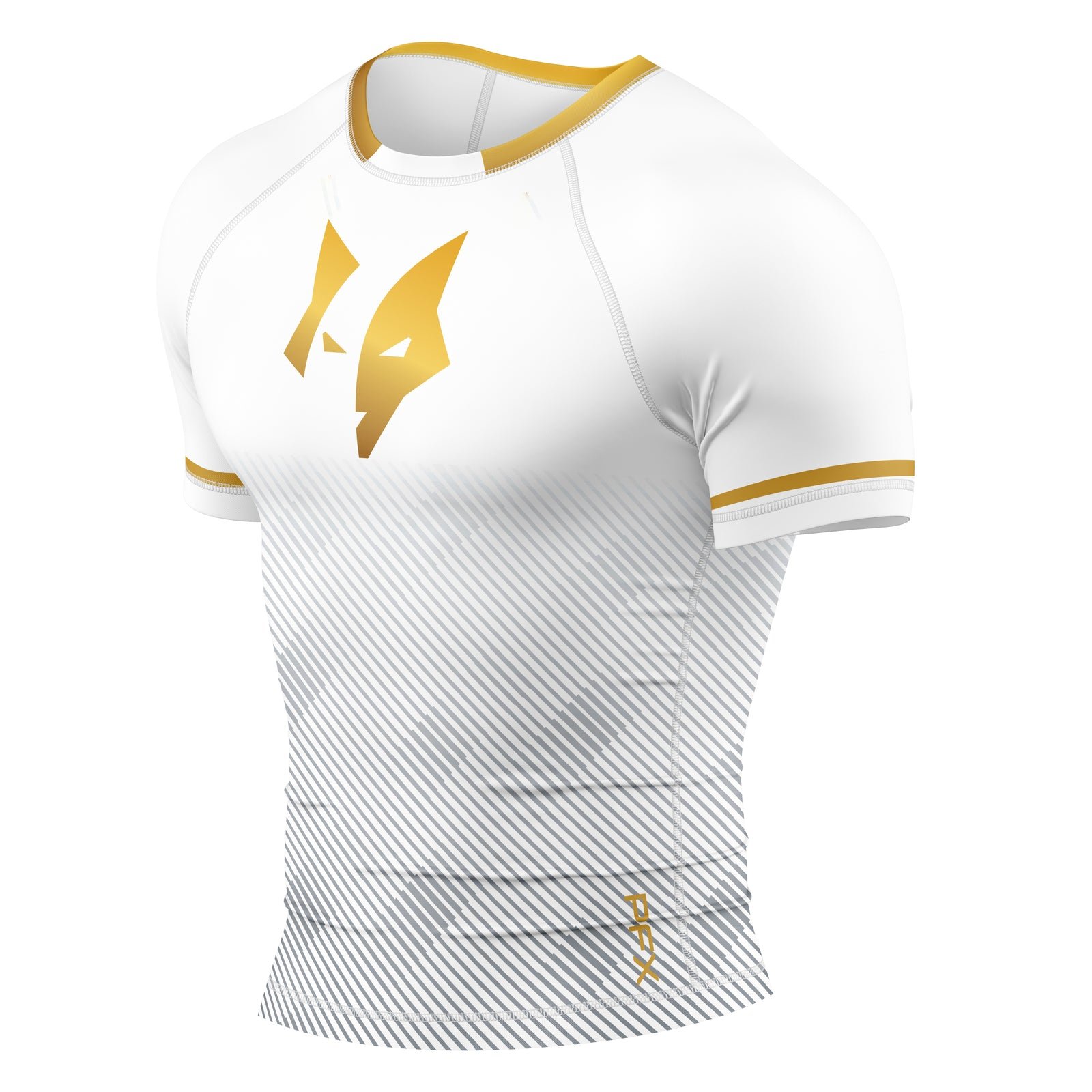 PFX Apex & Titan Series Compression Rash Guards – White / Gold - Image 4