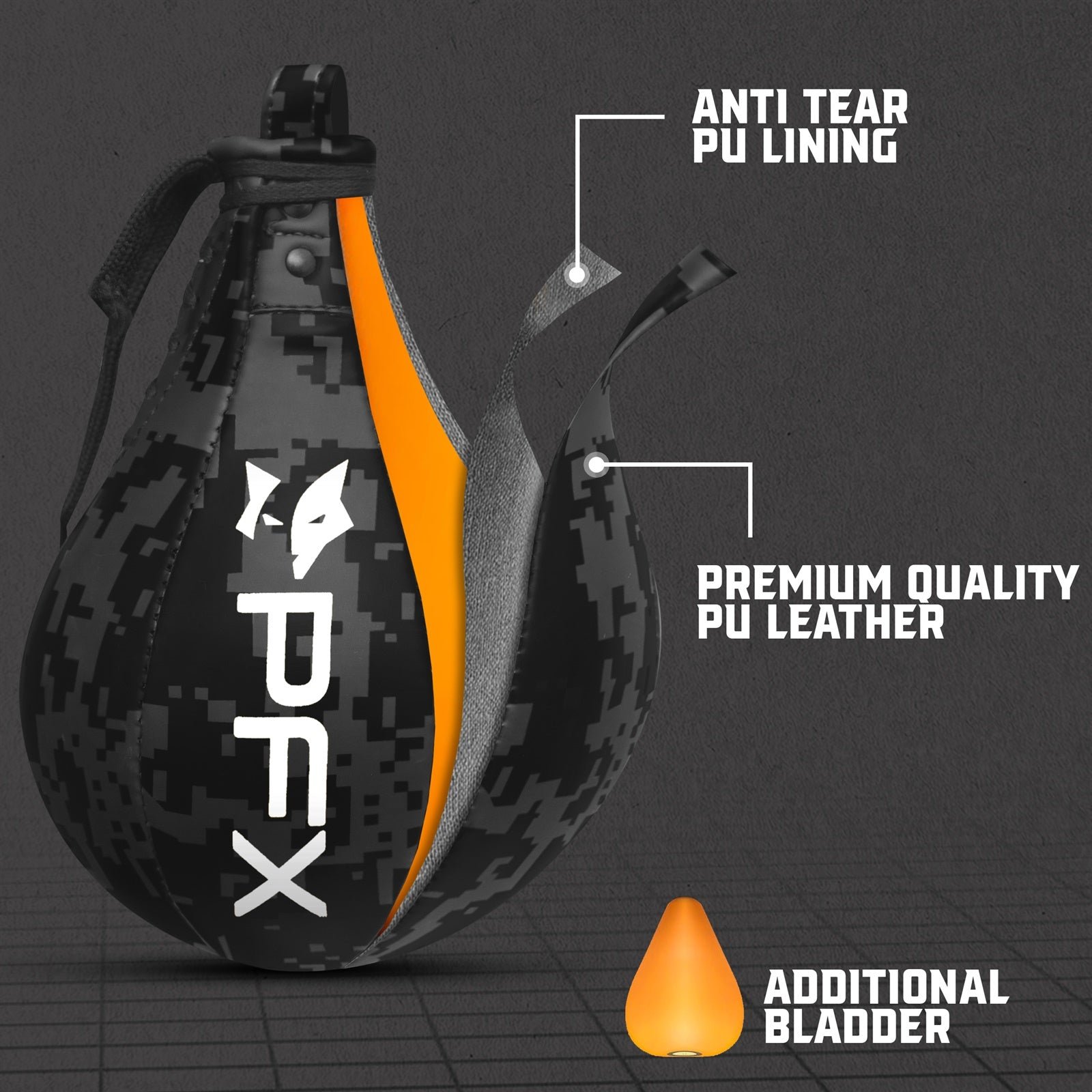 PFX Pro-Series Speed Bag | Premium PU Leather Boxing Speed Ball with 360° Swivel – Black / White - Image 5