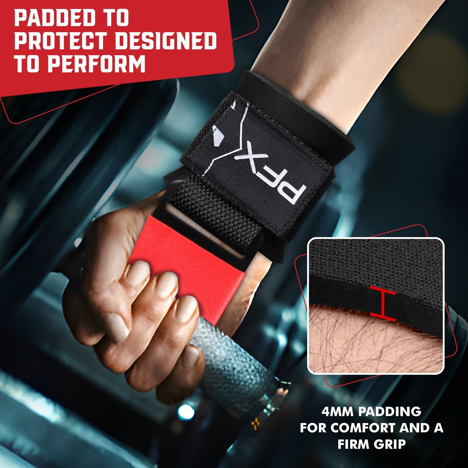 PFX Sports Weight Lifting Hooks – Heavy-Duty Steel Hook Straps for Deadlifts, Pull-Ups, and Strength Training – black - Image 5
