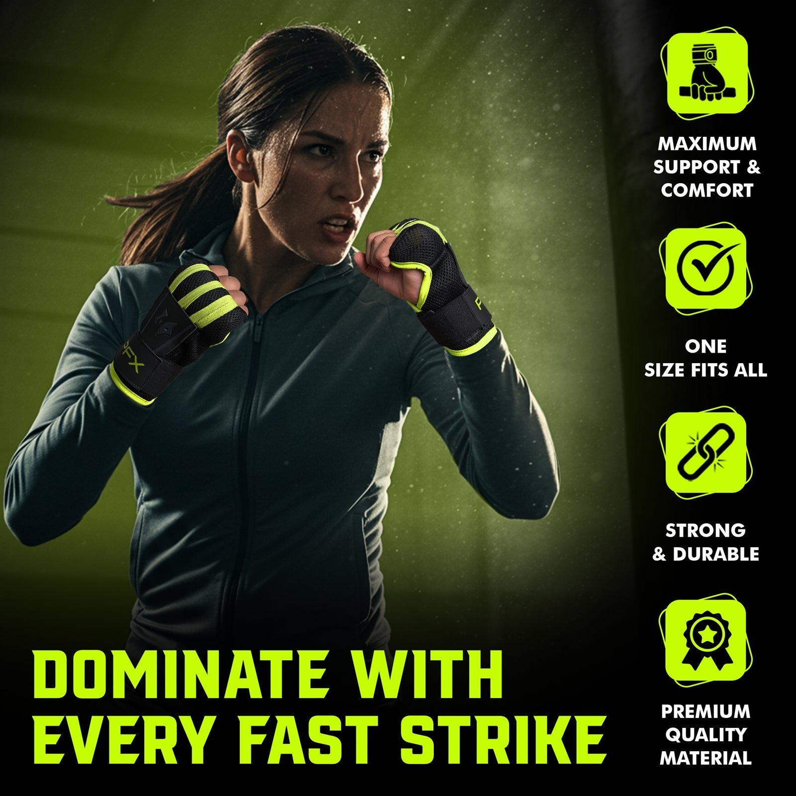 PFX Sports Fast Wraps | Quick-Wrap Boxing Inner Gloves for Knuckle Protection – black - Image 5