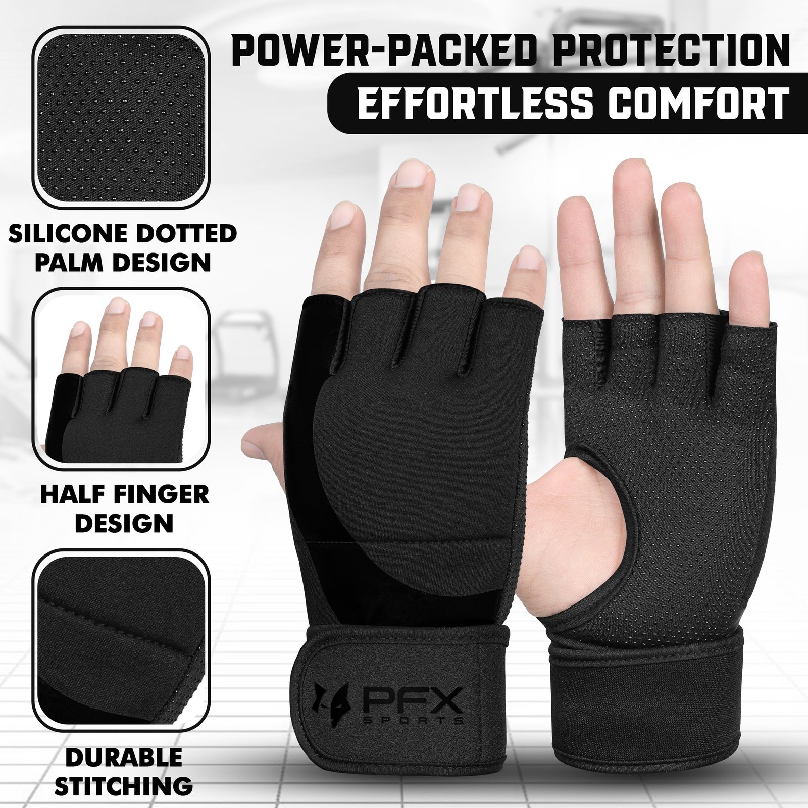 PFX Gel Inner Gloves for Boxing & MMA – black - Image 3