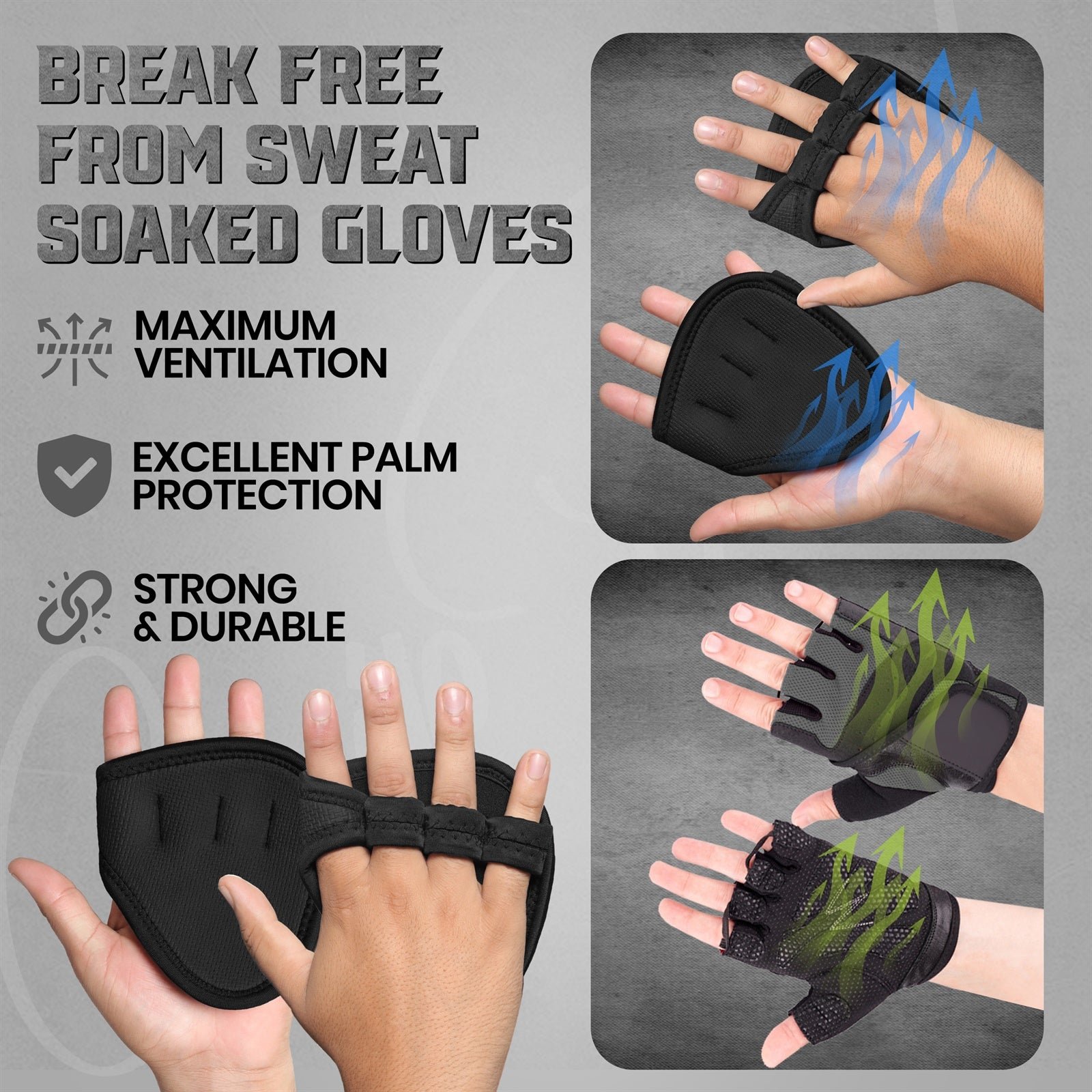PFX Sports Fusion Anti-Slip Grip Pads | Weightlifting Palm Protectors (One Size Fits All) - Image 4