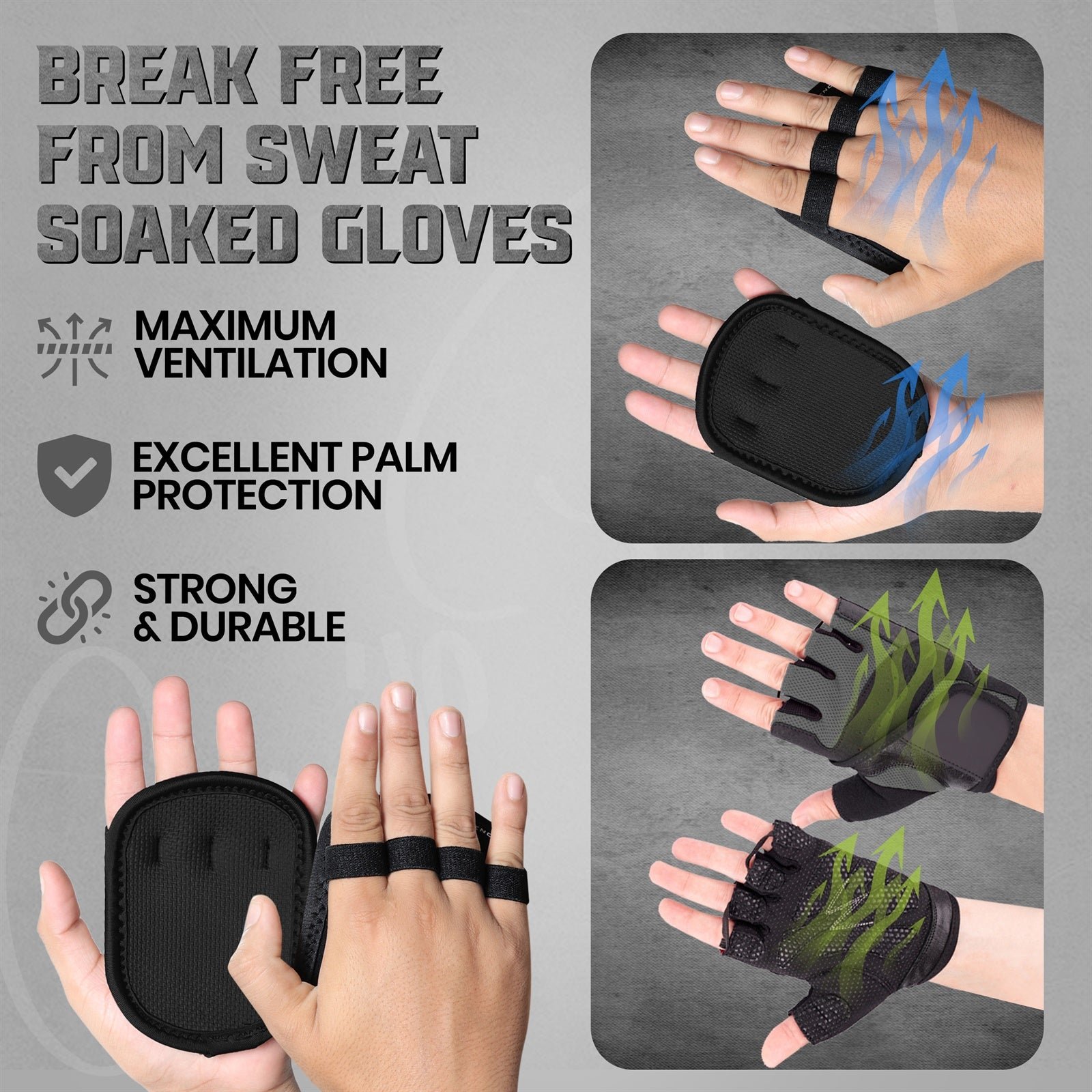 PFX Sports Pro-Grip Anti-Slip Grip Pads | Weightlifting Palm Protectors (One Size Fits All) - Image 4