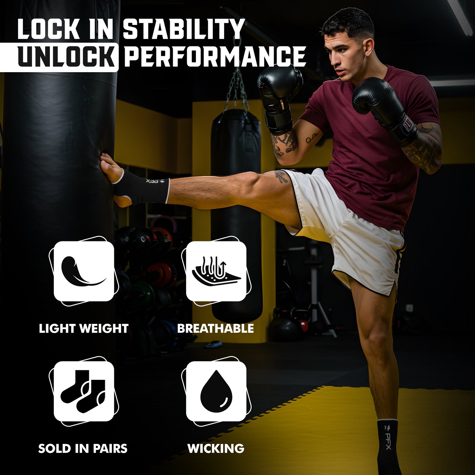 PFX Sports Ankle Sleeves (S/M) & (L/XL) – white - Image 2