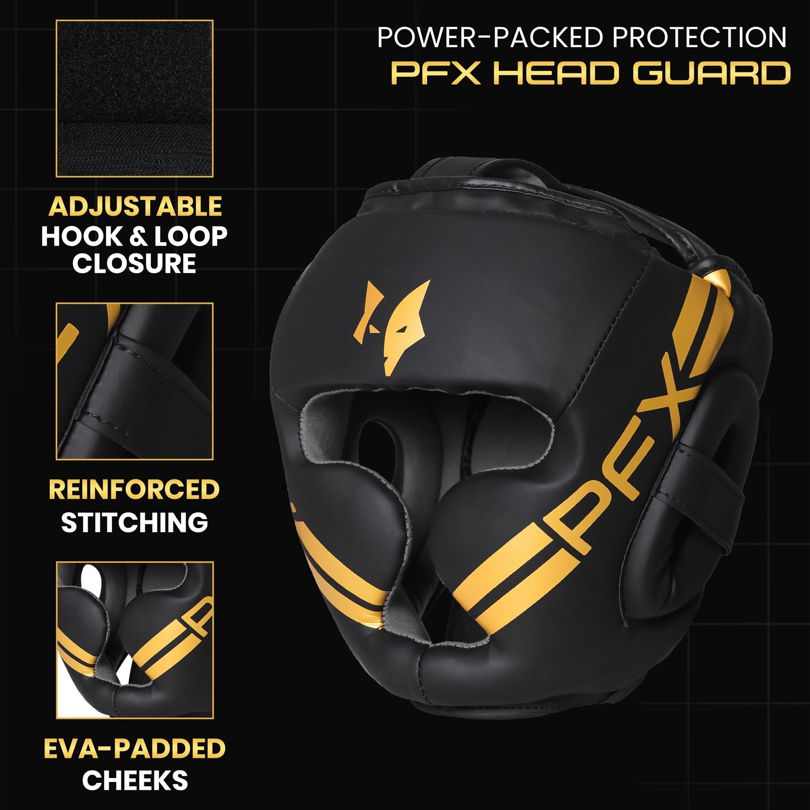 PFX Sports Golden Series Headguard | Premium Leather Boxing Headgear for Sparring & Training - Image 5