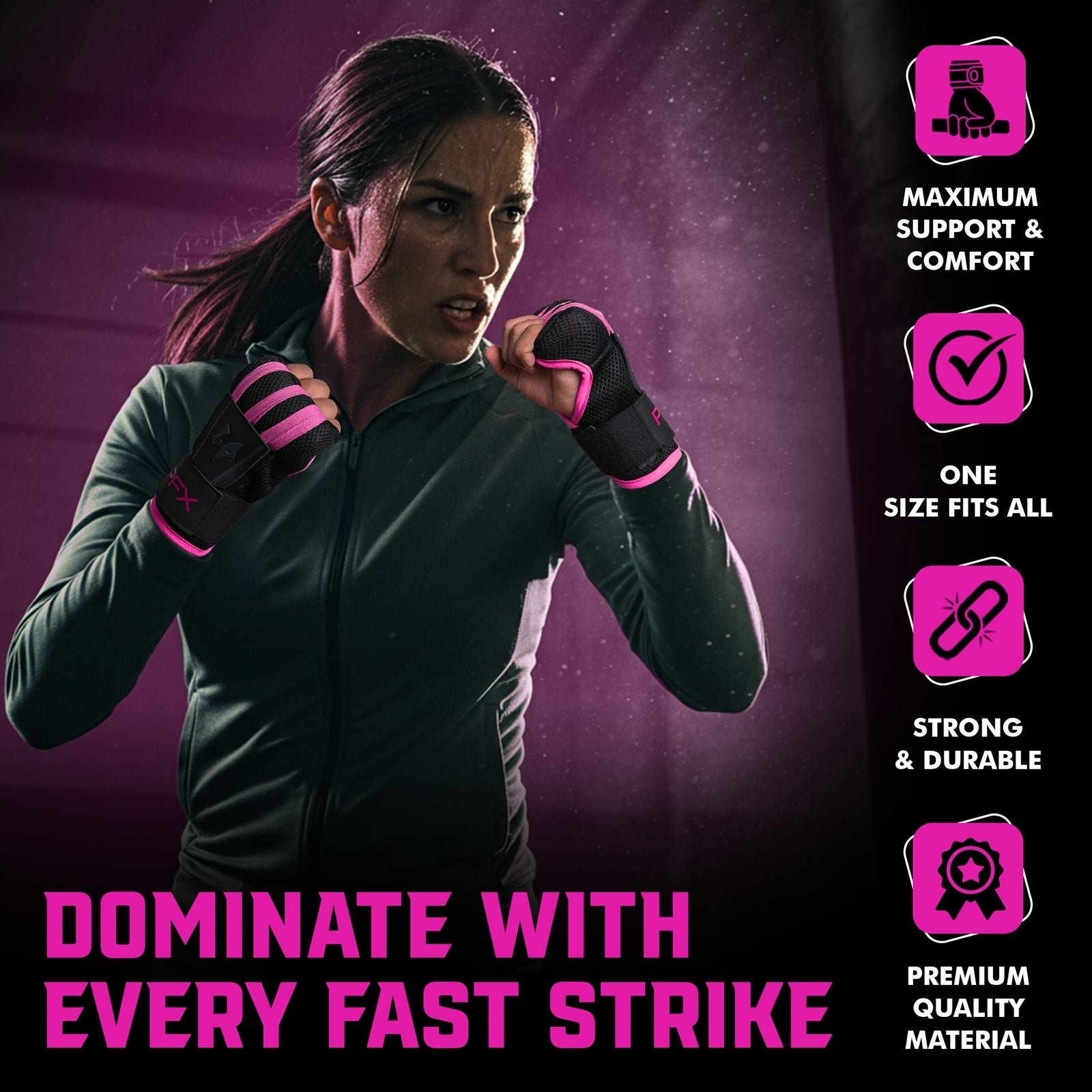 PFX Sports Fast Wraps | Quick-Wrap Boxing Inner Gloves for Knuckle Protection – pink - Image 5