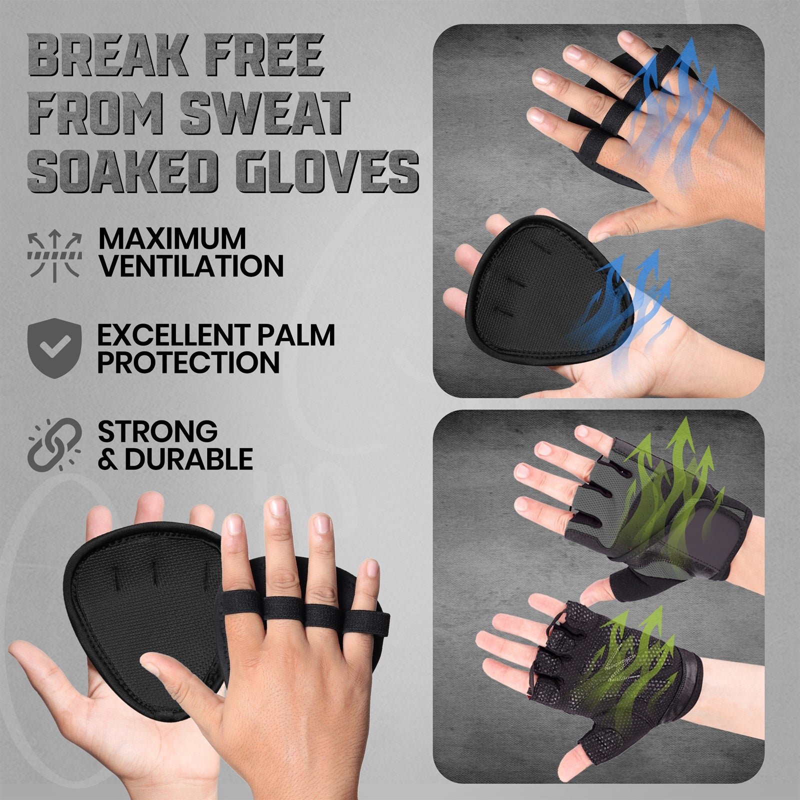 PFX Sports Elite Anti-Slip Grip Pads | Weightlifting Palm Protectors (One Size Fits All) - Image 4