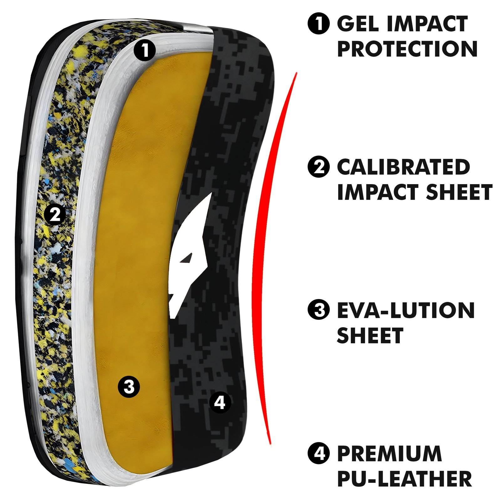 PFX Muay Thai Pad: Kickboxing & MMA Strike Shield – Black / White - Image 6