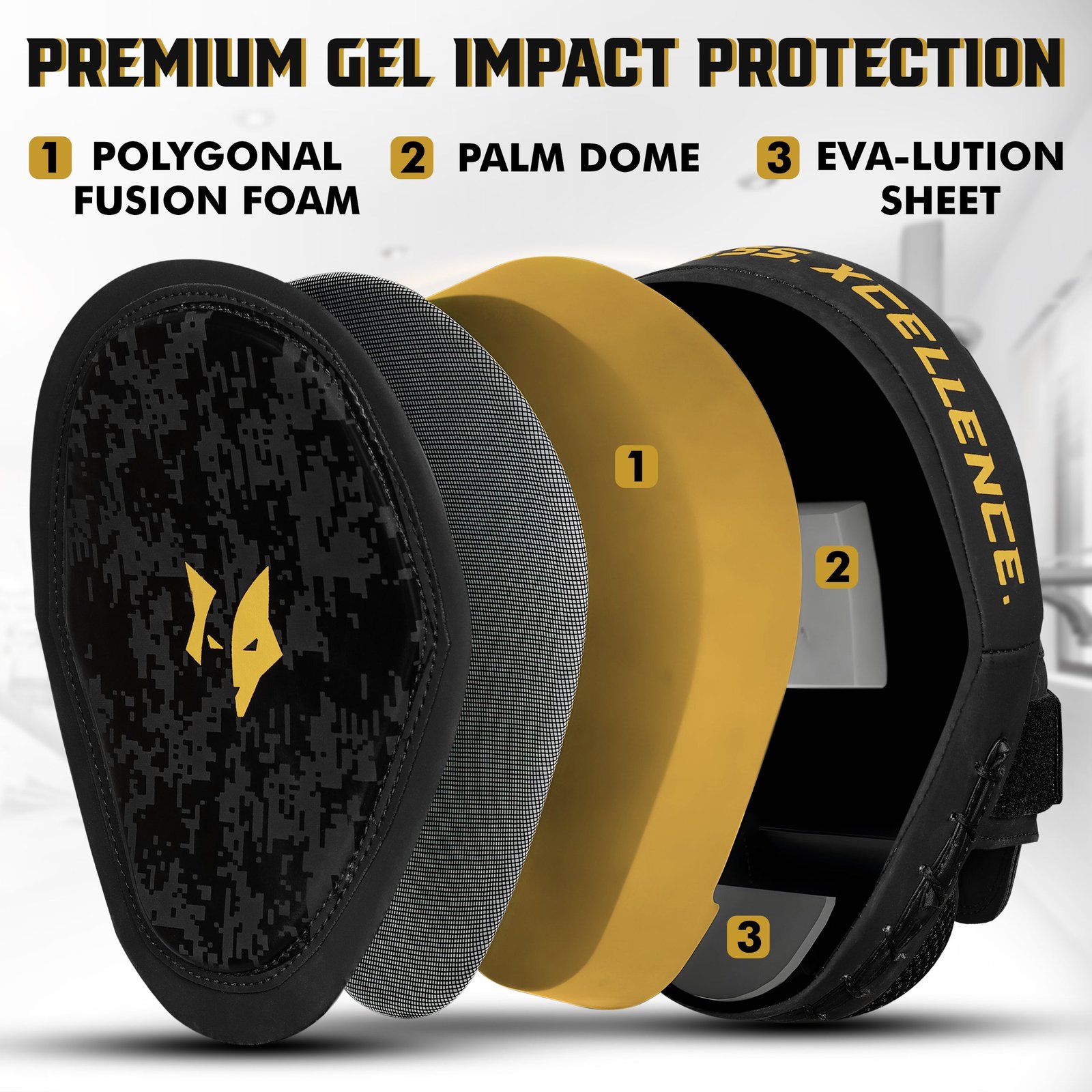 PFX Sports Focus Mitts – Curved Hook & Jab Pads – Black / Gold - Image 4