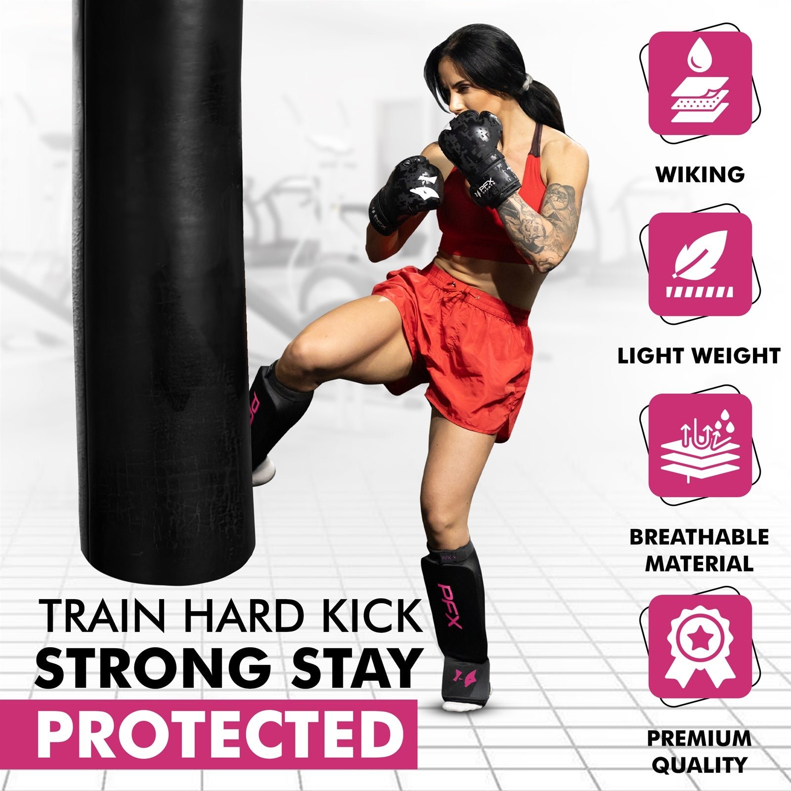 PFX Sports Shin Guard Foam – pink - Image 4