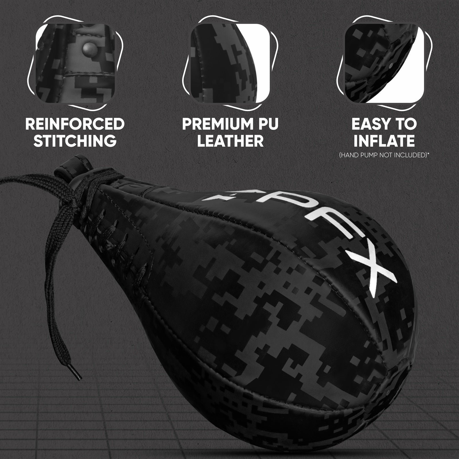 PFX Pro-Series Speed Bag | Premium PU Leather Boxing Speed Ball with 360° Swivel – Black / White - Image 7