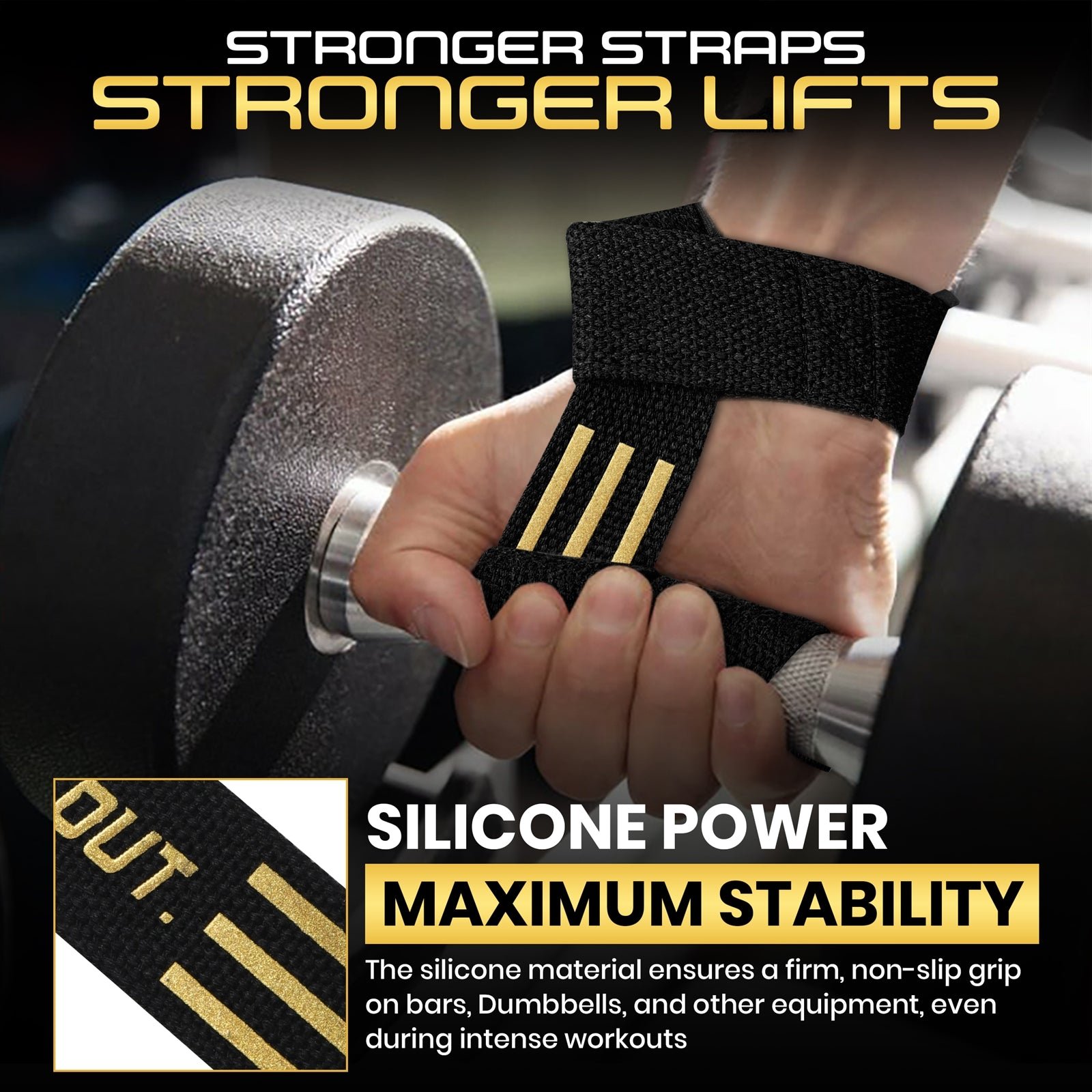 PFX Golden Series Weightlifting Straps – Elite Grip Enhancement - Image 3