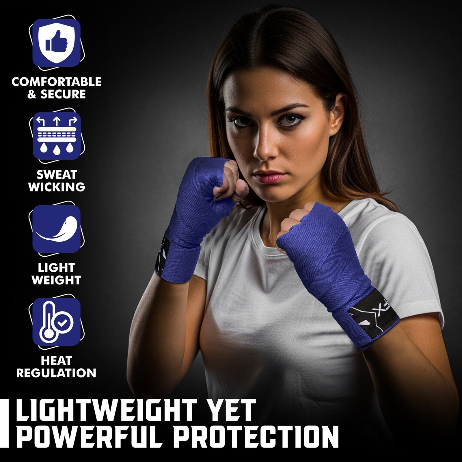 PFX Sports Professional Boxing Hand Wraps | 4.5M Extended Length – blue - Image 5