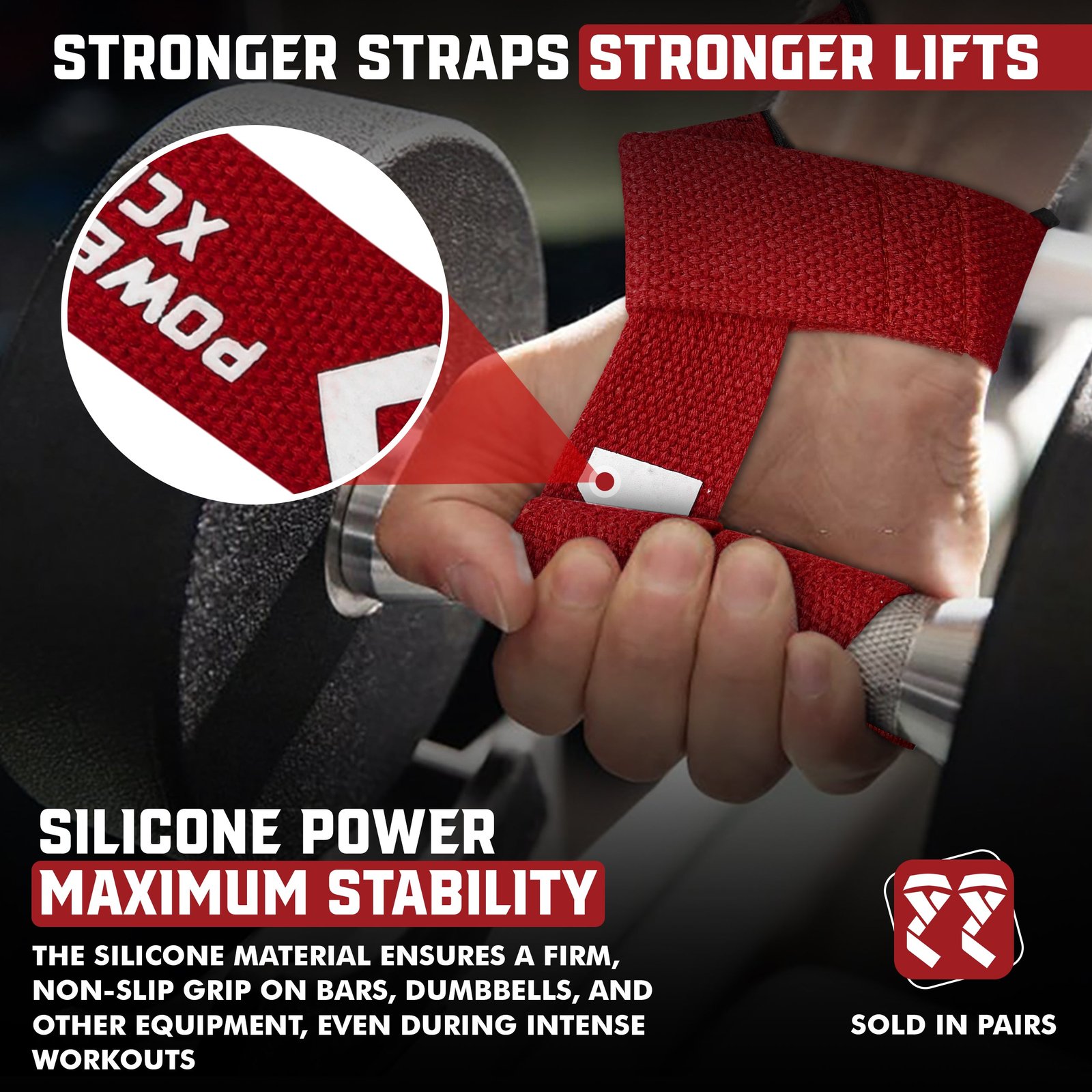 PFX Sports Weight Lifting Straps with Wrist Support – Black / White - Image 2