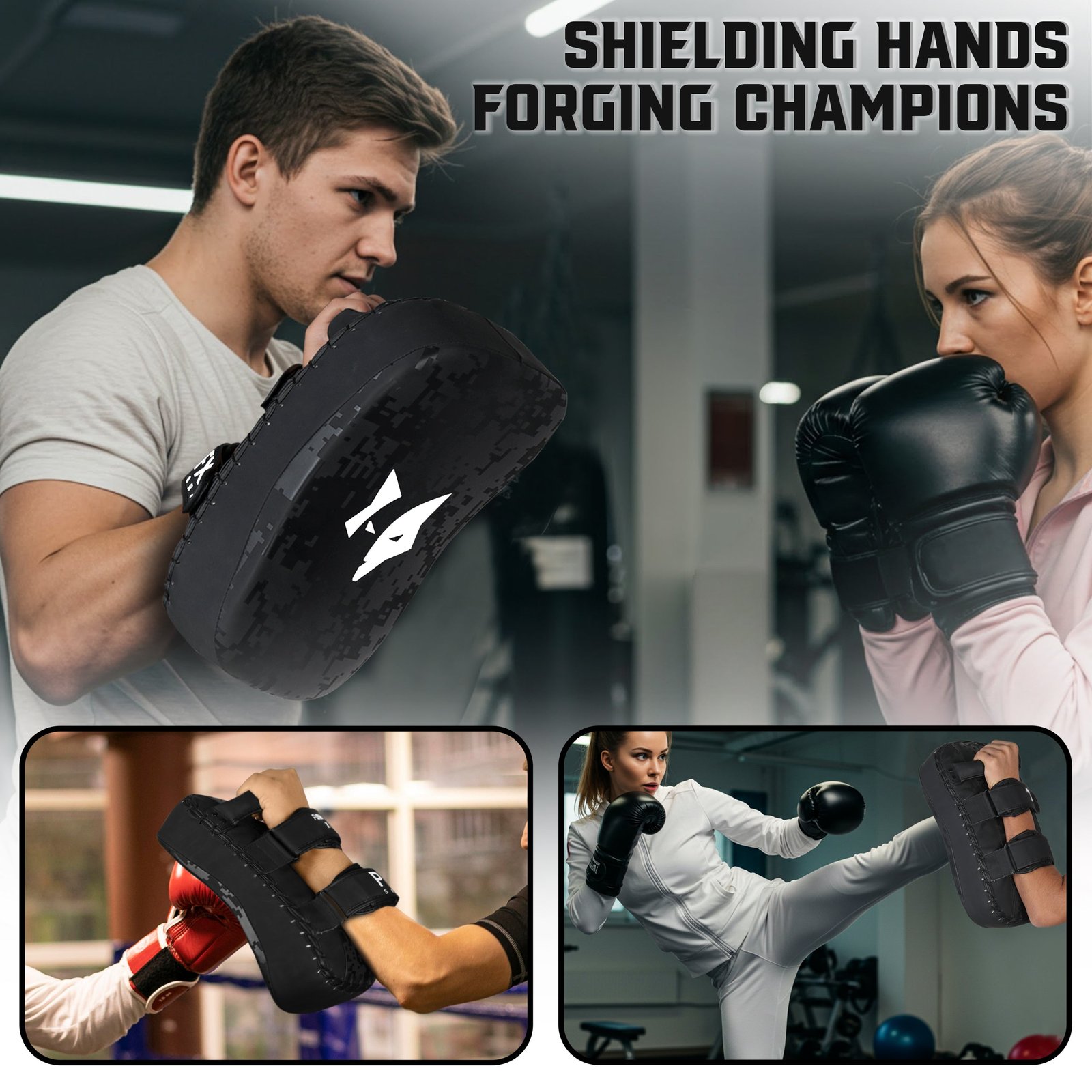 PFX Muay Thai Pad: Kickboxing & MMA Strike Shield – Black / White - Image 5