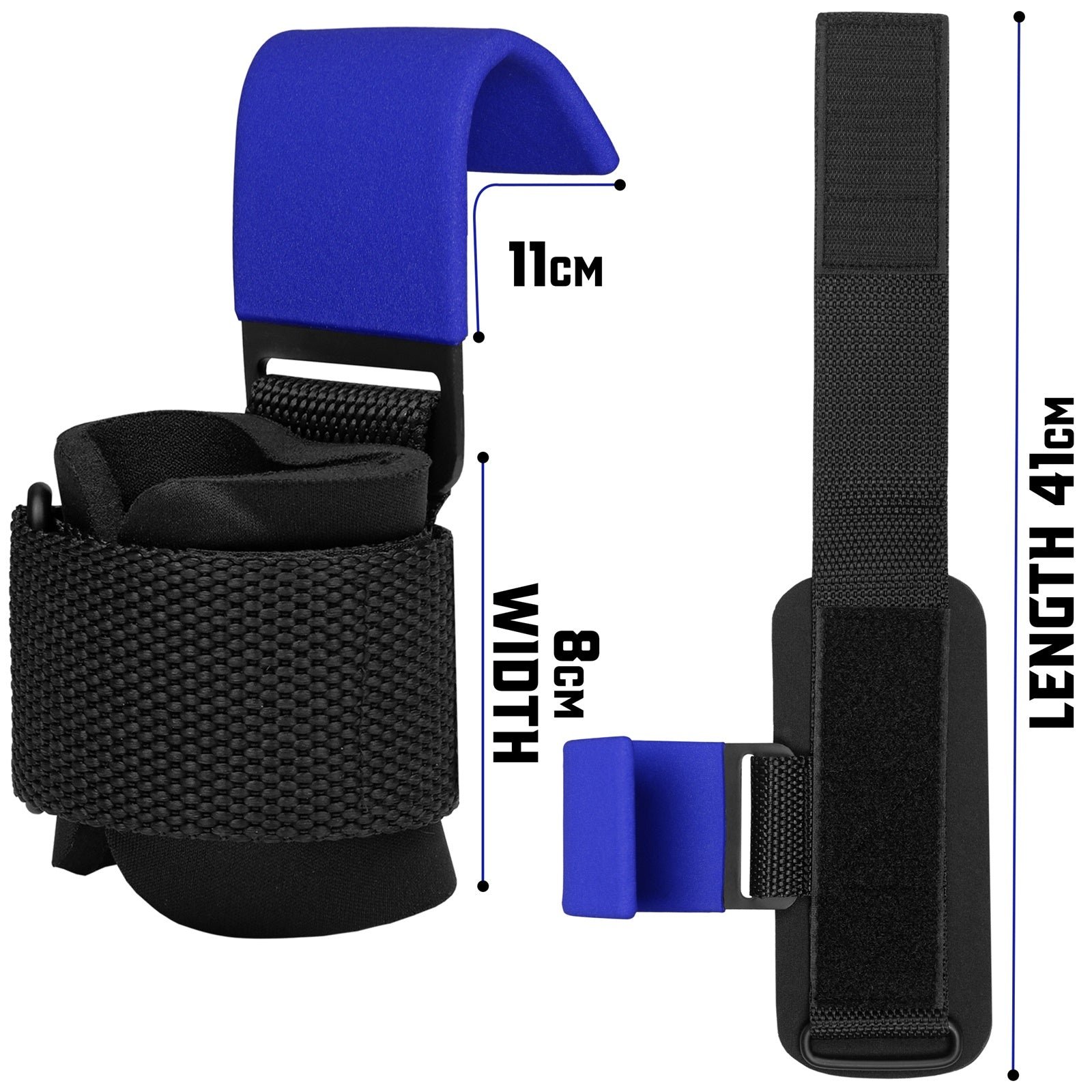 PFX Sports Weight Lifting Hooks – Heavy-Duty Steel Hook Straps for Deadlifts, Pull-Ups, and Strength Training – blue - Image 5