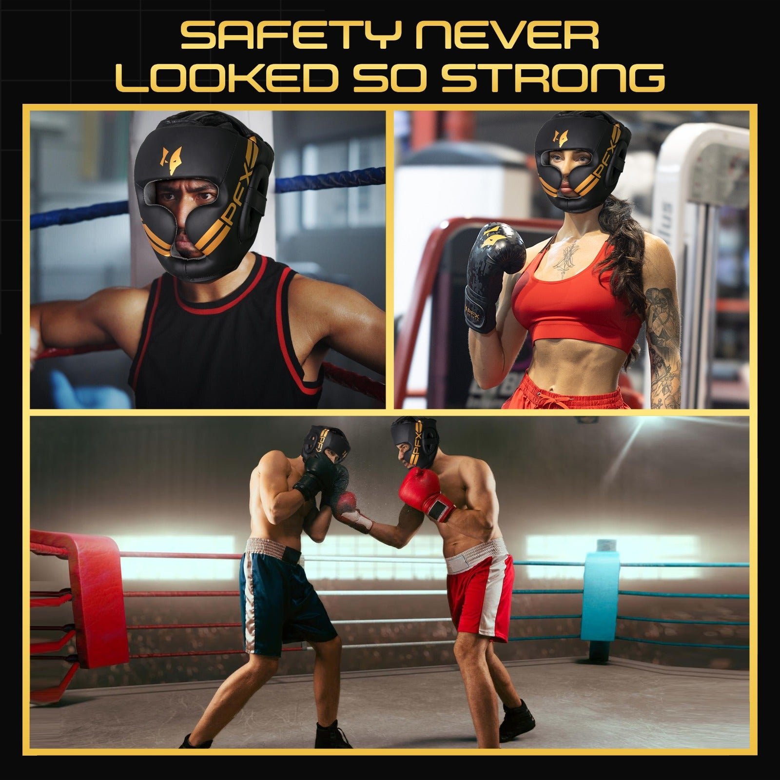 PFX Sports Golden Series Headguard | Premium Leather Boxing Headgear for Sparring & Training - Image 7