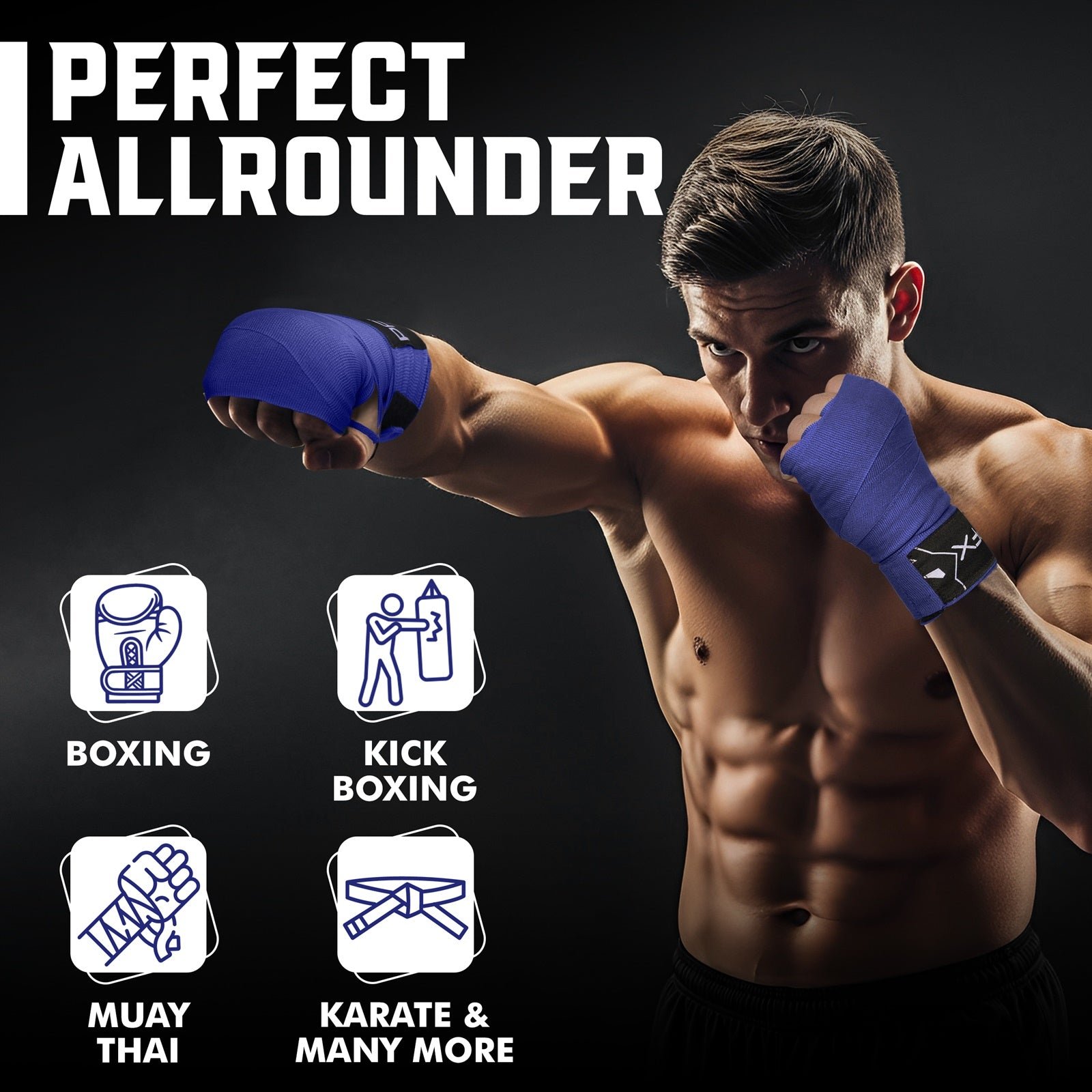 PFX Sports Professional Boxing Hand Wraps | 4.5M Extended Length – blue - Image 6